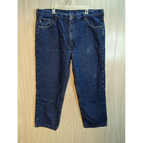 Carhartt Other - Carhartt B155 DST Men's 42x30 Relaxed Fit Black Fleece Lined Denim Blue Jeans